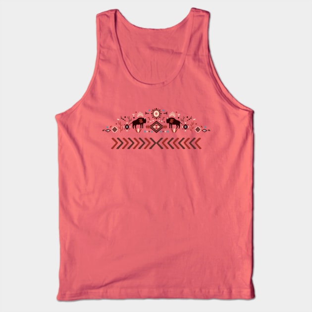 Native American Pattern with Bisons Tank Top by Lucia